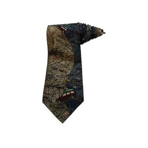 Jeep Mens Necktie Jeep On Trails Jeep Grand Cherokee Surfboard Map 100% Silk